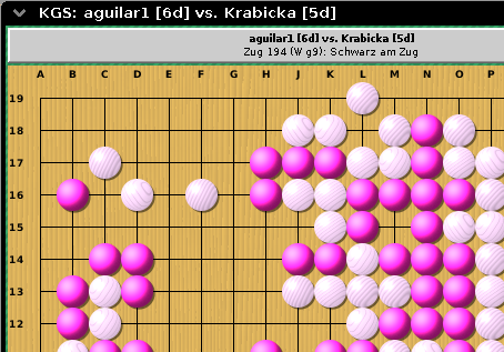 Board image, when online: black stones shown pink